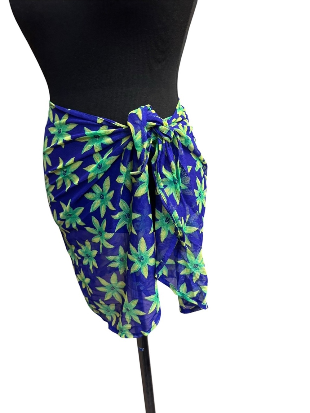 PACIFIC CONNECTIONS Sarong Swimsuit Coverup Skirt Hibiscus Floral Purple Green